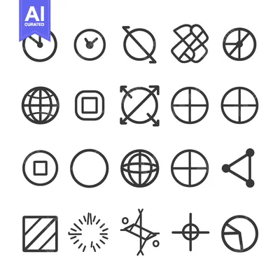 Aset desain premium: Set of geometric shapes in different arrangements and sizes