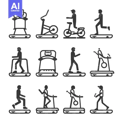 Aset premium populer: Set of Gym Exercise Silhouette Icons