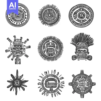 Aset premium populer: Set of Hand Drawn Aztec and Mayan Symbols
