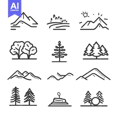 Aset premium populer: Set of Hand-Drawn Line Icons Depicting Nature Elements