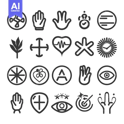 Aset desain premium: Set of Hand Gestures and Other Abstract Symbols