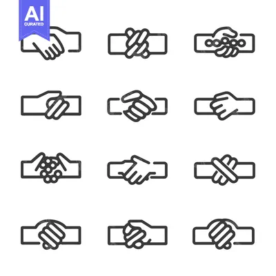 Aset desain premium: Set of Handshake Line Icons with Different Styles