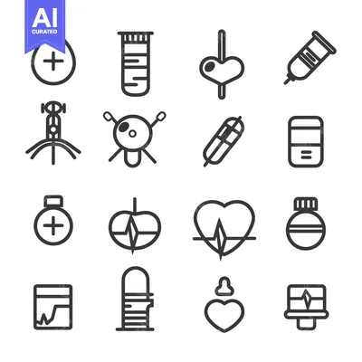 Set of Healthcare and Medical Icons in Black and White