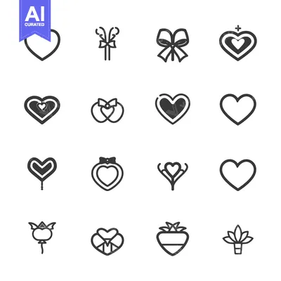 Set of Heart and Love Icons for Valentine's Day