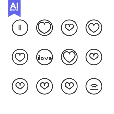 Premium design asset: Set of Heart and Pause Icons in Circles