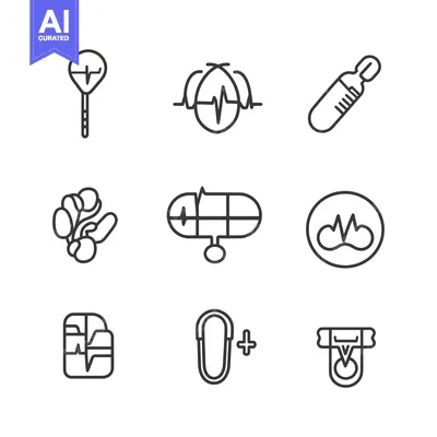 Popular premium asset: Set of Heart Rate and EKG Line Icons