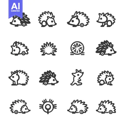 Aset premium populer: Set of Hedgehog Icons in Various Poses and Styles