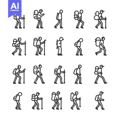 Premium design asset: Set of Hiking and Trekking People Icons
