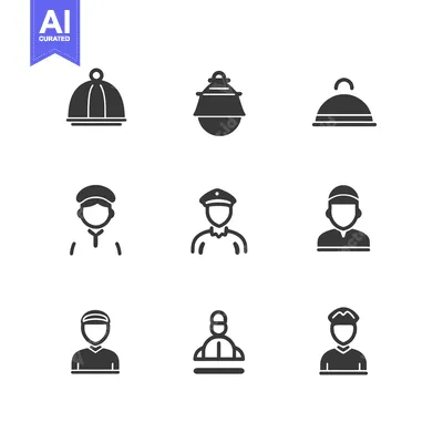 Set of Hotel Service Icons with Bellhop and Bell