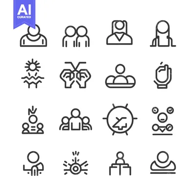 Aset premium populer: Set of Human Interaction Icons in Black Line Style