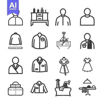 Premium design asset: Set of  icons related to clothes and dry cleaning