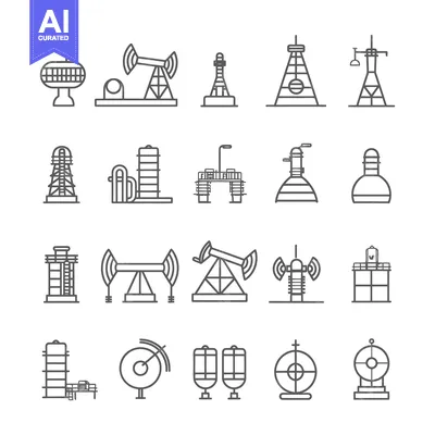 Aset desain premium: Set of Industrial and Infrastructure Line Icons