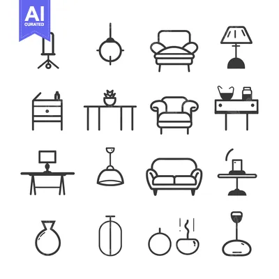 Aset premium populer: Set of Interior Design Elements Icons