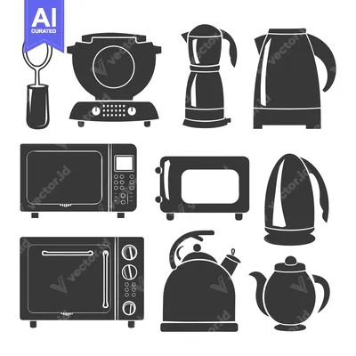 Set of kitchen appliances and utensils icons