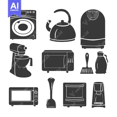 Set of Kitchen Appliances in Silhouette