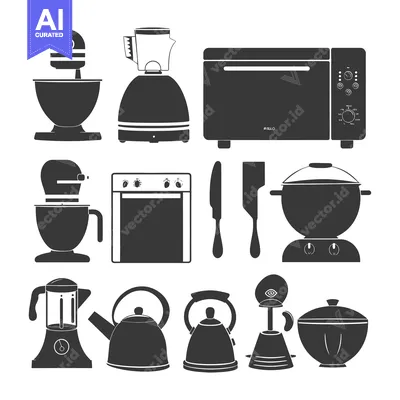Set of Kitchen Appliances in Silhouette