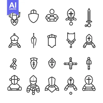Set of Knight and Medieval Weapon Icons