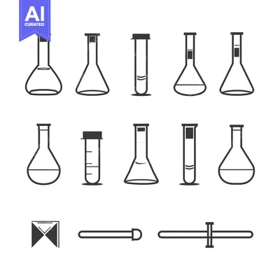 Aset desain premium: Set of Laboratory Equipment Icons