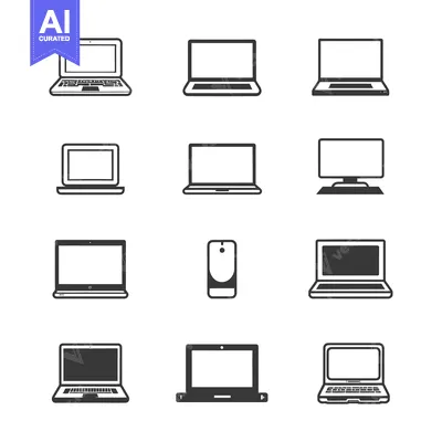 Aset desain premium: Set of Laptop, Computer and Mouse Icons