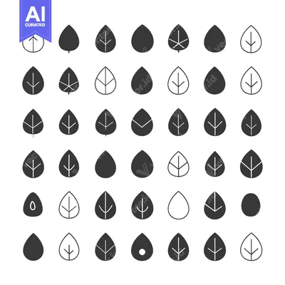 Premium design asset: Set of Leaf Icons with Variations in Shape and Detail