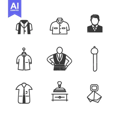 Set of Line and Solid Icons for Clothing and Fashion