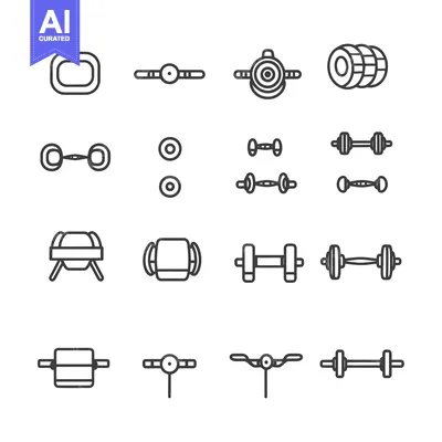 Set of Line Icons Depicting Different Types of Dumbbells