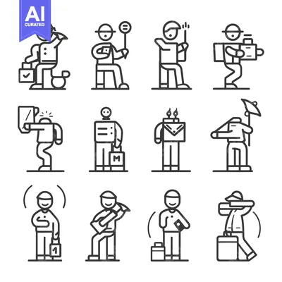 Premium design asset: Set of line icons depicting various activities of postal workers