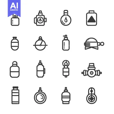 Aset desain premium: Set of Line Icons for Bottles and Containers with Lids and Spouts