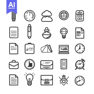 Aset premium populer: Set of Line Icons for Business, Finance, and Time Management