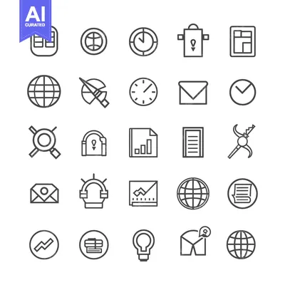 Aset desain premium: Set of Line Icons for Business, Time, and Communication