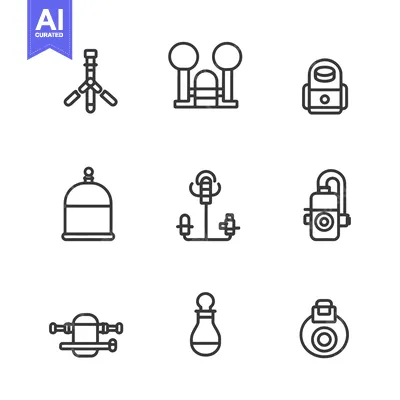Set of Line Icons for Camera Accessories