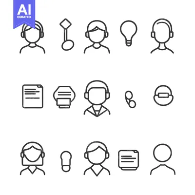Set of Line Icons for Customer Support and Service