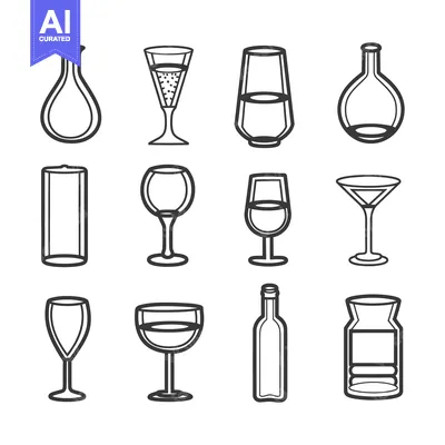 Aset premium populer: Set of Line Icons for Different Types of Glassware