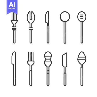 Aset desain premium: Set of Line Icons for Different Utensils