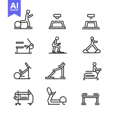 Set of Line Icons for Gym and Fitness Equipment