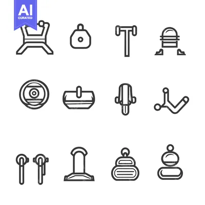 Set of  Line Icons for  Gym, Fitness, and Exercise Equipment