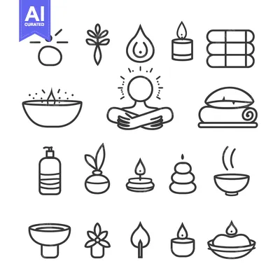 Set of Line Icons for Spa, Wellness, and Relaxation