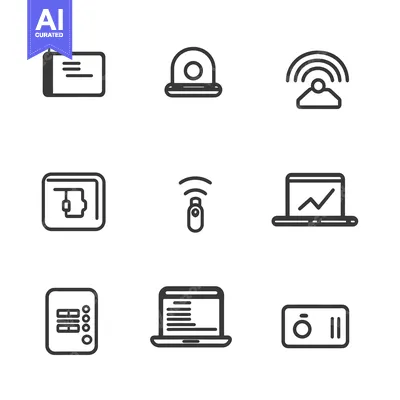 Aset desain premium: Set of Line Icons for Technology and Devices