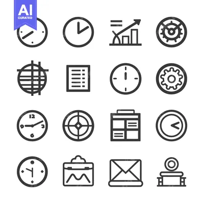 Aset desain premium: Set of Line Icons for Time Management, Planning, and Work