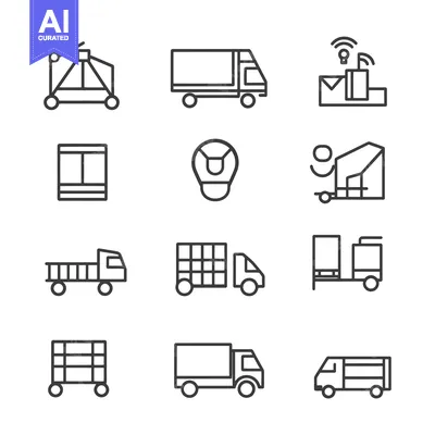 Aset premium populer: Set of Line Icons for Transportation and Delivery Services