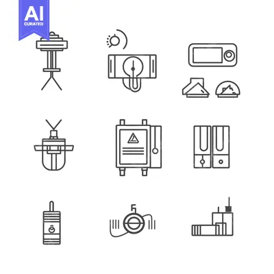 Aset desain premium: Set of Line Icons for Various Electrical Equipment and Appliances