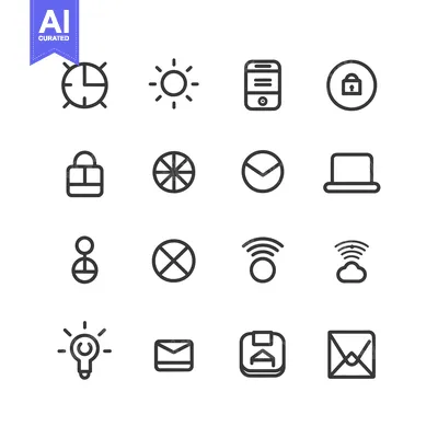Set of Line Icons for Various Web and Mobile Applications