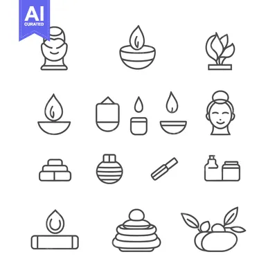 Set of Line Icons Related to Beauty and Spa Treatments