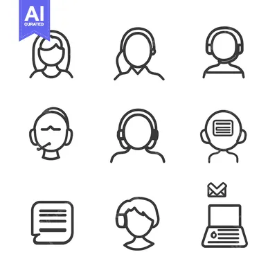 Set of line icons related to customer support, help, and communication