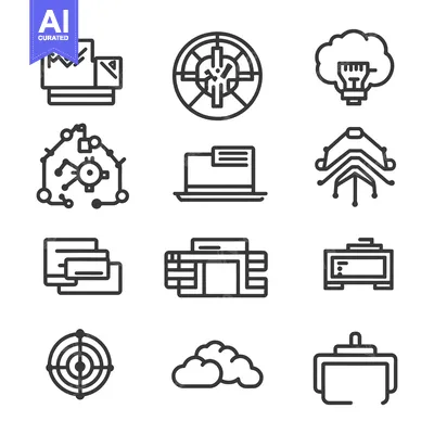 Set of Line Icons Related to Digital Marketing and Website Development