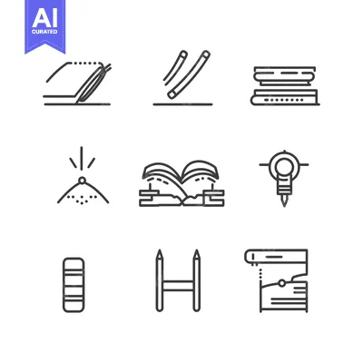 Aset premium populer: Set of Line Icons Related to Education and Learning