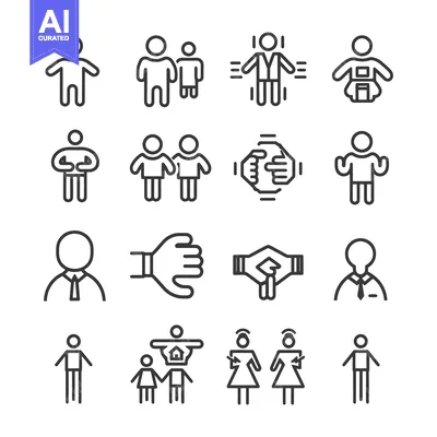 Aset premium populer: Set of Line Icons Related to Family, Couples, and People