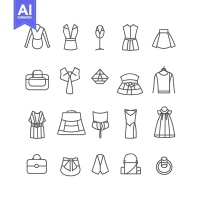 Set of Line Icons Related to Fashion and Clothes