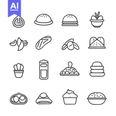 Premium design asset: Set of Line Icons Related to Food and Beverages