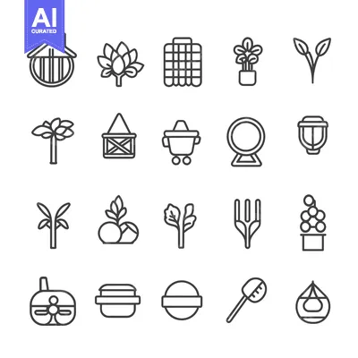 Premium design asset: Set of Line Icons Related to Gardening and Plants